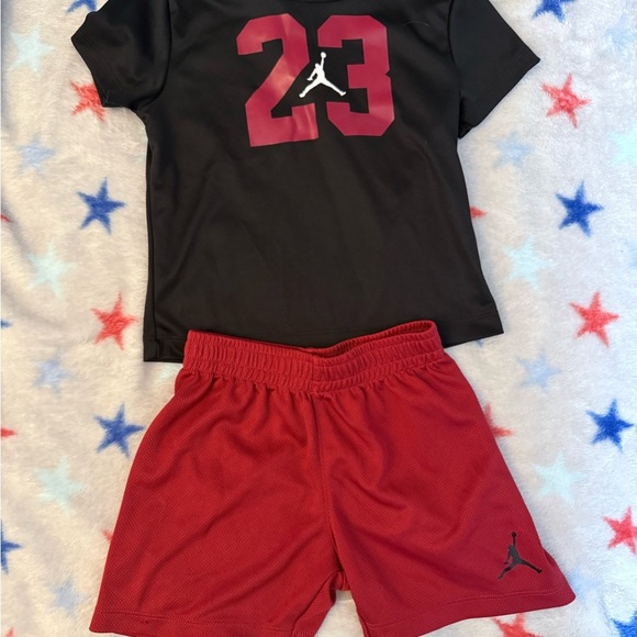 Jordan Black and Red Kids Dri-Fit Outfit, Size 24 months - Picture 1 of 4